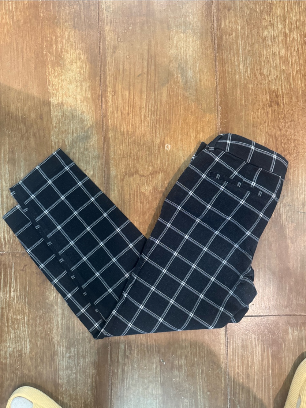 Women’s Black Plaid Dress Pants - Classic Windowpane- pixie